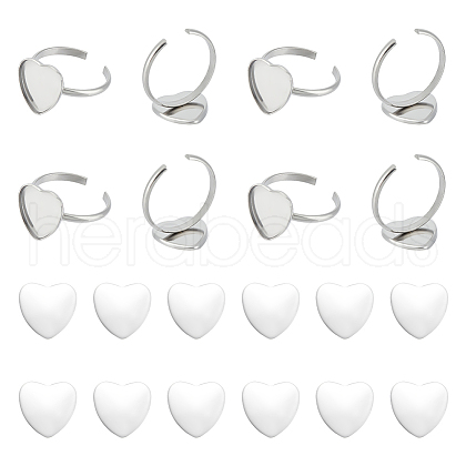 Unicraftale DIY Blank Heart Cuff Ring Making Kit FIND-UN0002-92-1