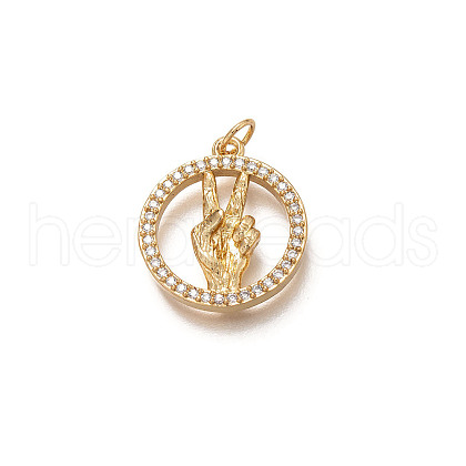 Brass Micro Pave Clear Cubic Zirconia Pendants X1-ZIRC-H107-07G-1