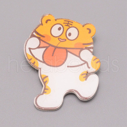 Tiger Grimacing Chinese Zodiac Acrylic Brooch JEWB-WH0022-06-1