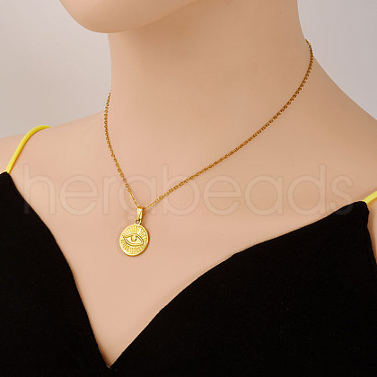 Stainless Steel Evil Eye Pendant Necklaces for Women AC4652-2-1