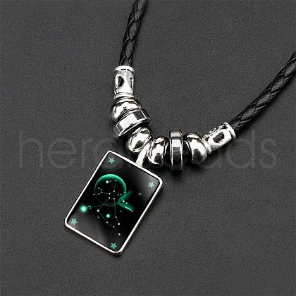 Alloy & Glass & Imitation Leather Cord Pendant Necklaces WGFA685-10-1