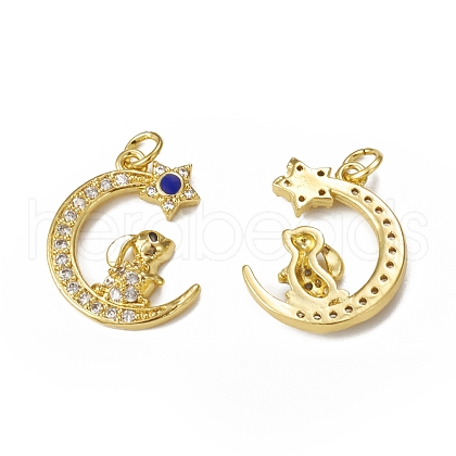Brass Micro Pave Cubic Zirconia Pendants KK-E068-VB008-1