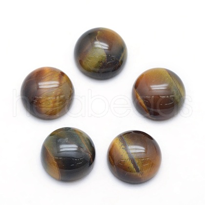 Natural Tiger Eye Cabochons G-P393-R12-10mm-1