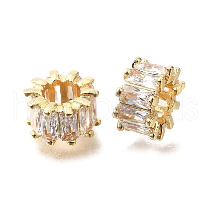Brass Micro Pave Cubic Zirconia European Spacer Beads KK-L230-09G-02-1