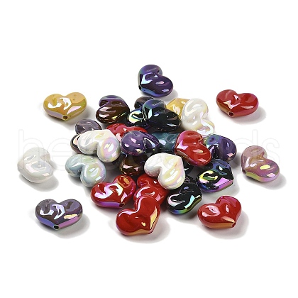 UV Plating Opaque Rainbow Iridescent Acrylic Beads X-SACR-R001-01A-1