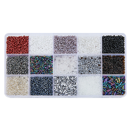 DICOSMETIC 225g 17 Style Glass Seed Glass Bugle & Round Beads SEED-DC0001-02A-1