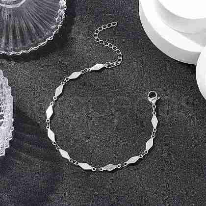 304 Stainless Steel Rhombus Link Chain Bracelets for Women BJEW-JB11603-02-1
