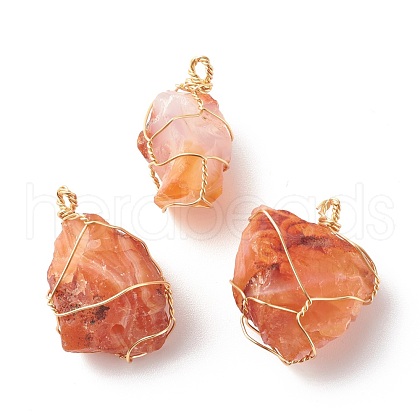 Rough Raw Natural Carnelian Pendants PALLOY-JF01219-1