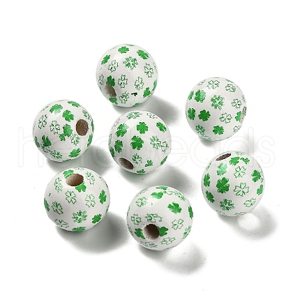 St. Patrick's Day Series Printed Schima Wood European Beads WOOD-V002-01G-1
