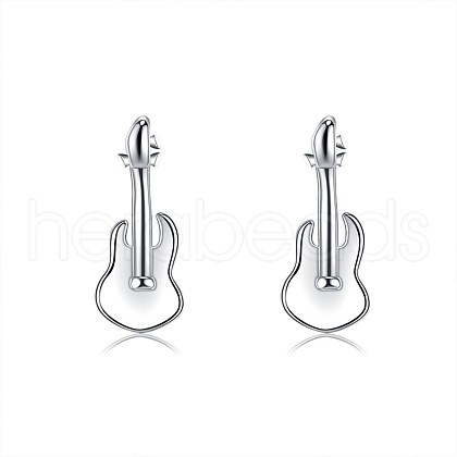Anti-Tarnish Rhodium Plated Sterling Silver Stud Earrings EJEW-BB67164-P-1
