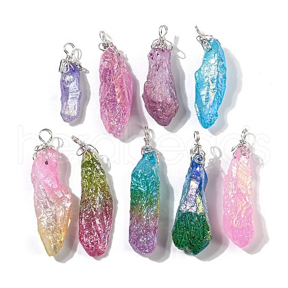 Electroplated Raw Rough Natural Quartz Crystal Big Pendants G-A229-02P-1