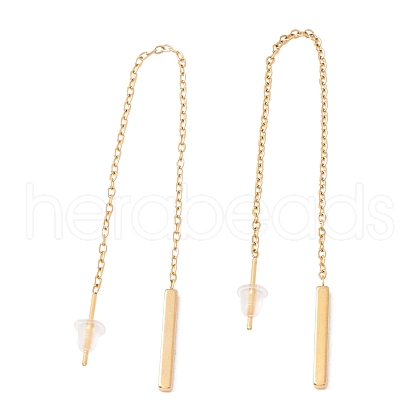 Long Chain with Rectangle Bar Dangle Stud Earrings EJEW-A067-16G-1