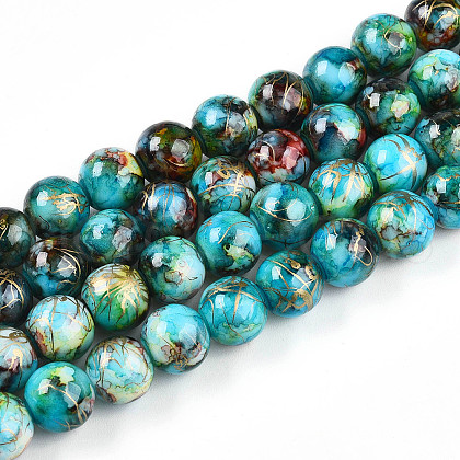 Baking Painted Glass Beads Strands X1-DGLA-N003-10mm-B08-1