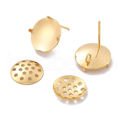Brass Studs Earring Findings X-KK-K382-16A-G-1