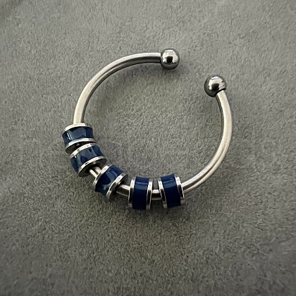 304 Stainless Steel Enamel Disc Beaded Adjustable Open Rings FS-WGAD8B0-05-1
