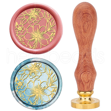 Brass Wax Seal Stamps with Wood Handle AJEW-WH0412-0111-1