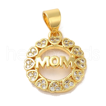 Brass Micro Pave Clear Cubic Zirconia Pendants FIND-Z041-18G-1