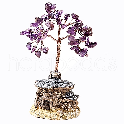 Natural Amethyst Chips Tree Decorations PW-WG91240-03-1