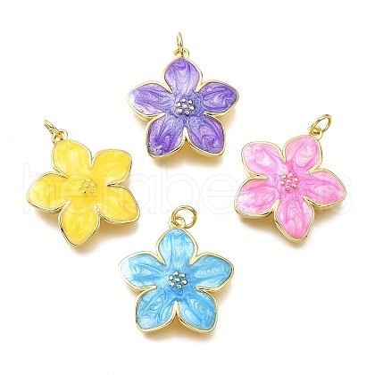 Brass Enamel Pendants KK-V011-29G-1