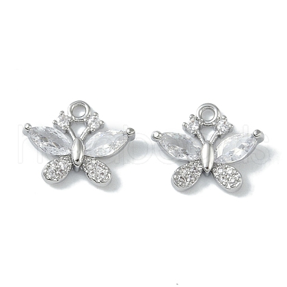 Brass Micro Pave Clear Cubic Zirconia Charms KK-H482-09P-01-1