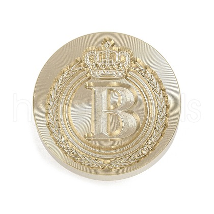 Golden Tone Crown Initial Wax Seal Brass Stamp Heads AJEW-A065-01B-1