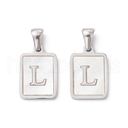 304 Stainless Steel Pave Shell Pendants STAS-G327-01P-L-1