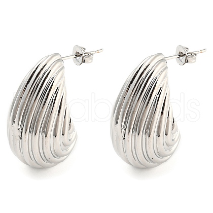 Rack Plating Brass Shell Shape Stud Earrings EJEW-K245-30P-1