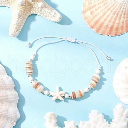 Adjustable Dyed Synthetical Turquoise Beaded Braided Bead Bracelets for Women BJEW-JB11805-02-1