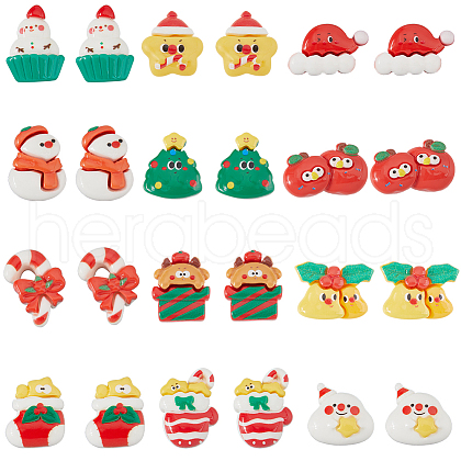 SUNNYCLUE 72pcs 12 Styles Christmas Theme Opaque Resin Cabochons RESI-SC0005-72-1