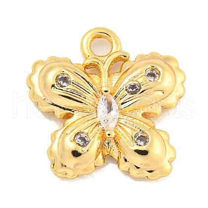 Brass Micro Pave Clear Cubic Zirconia Pendants KK-U015-11G-1