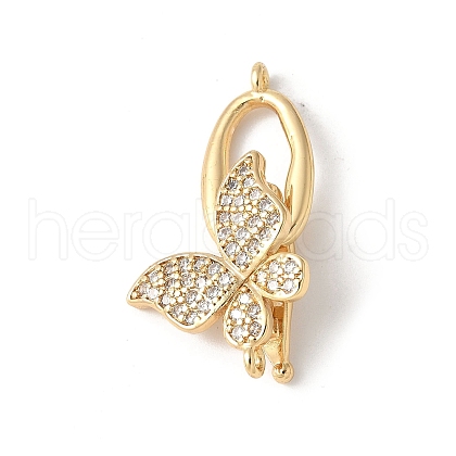 Brass Pave Clear Cubic Zirconia Fold Over Clasps KK-M320-09G-1