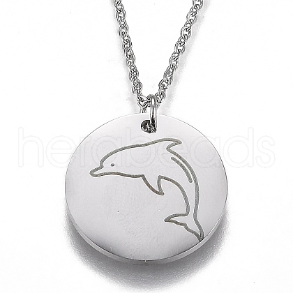 304 Stainless Steel Pendant Necklaces NJEW-Z006-01P-1