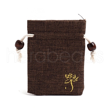 Flower Print Linen Drawstring Gift Bags for Packaging Sachets PW-WG59299-08-1