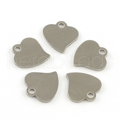 Tarnish Resistant Heart 201 Stainless Steel Blank Tag Charms STAS-R071-11-1