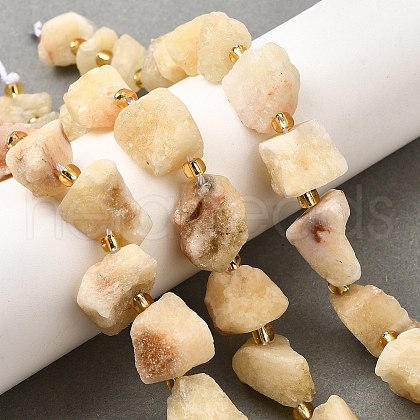 Raw Rough Natural Yellow Jade Beads Strands G-Z087-A08-1