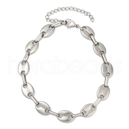 304 Stainless Steel Oval Link Chains Bracelets for Men & Women BJEW-D042-53P-1