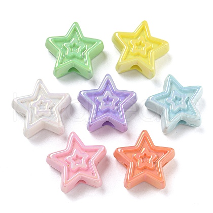 UV Plating Iridescent Acrylic Beads X-OACR-G039-17-1