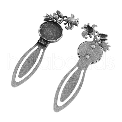 Tibetan Style Rose Flower Bookmark Cabochon Settings TIBE-S158-AS-NR-1