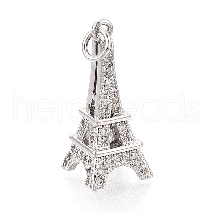 Brass Micro Pave Cubic Zirconia Pendants KK-N268-04P-1