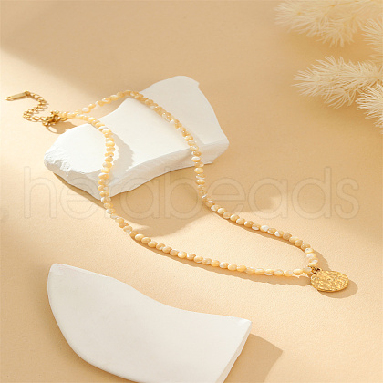 Mother's Day Jewellery White and Yellow Bead Necklaces GP0175-1-1