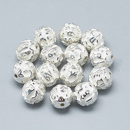 925 Sterling Silver Om Beads STER-T002-64S-1