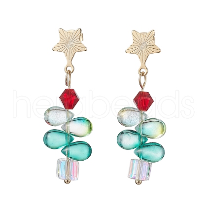304 Stainless Steel with Glass Stud Dangle Earring EJEW-TA00530-1