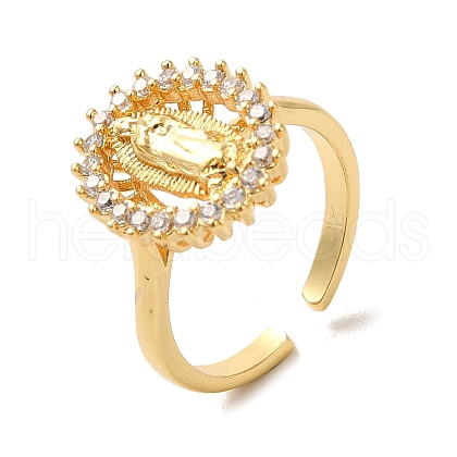 Brass Micro Pave Cubic Zirconia Open Rings RJEW-R141-02B-G-1