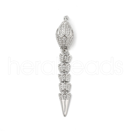 Brass Micro Pave Clear Cubic Zirconia Snap Clasps KK-Z078-37P-1