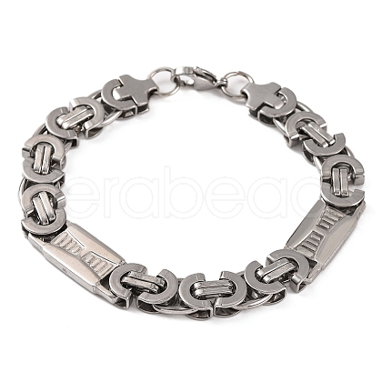 Tarnish Resistant 201 Stainless Steel Byzantine Chain Bracelets BJEW-B078-71P-1