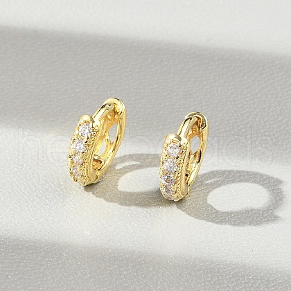 Brass Micro Pave Clear Cubic Zirconia Hoop Earrings EJEW-D311-077G-1