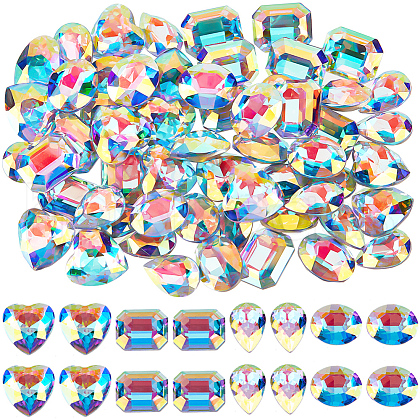 Beebeecraft 56Pcs 4 Styles Glass Rhinestone Cabochons RGLA-BBC0001-02-1