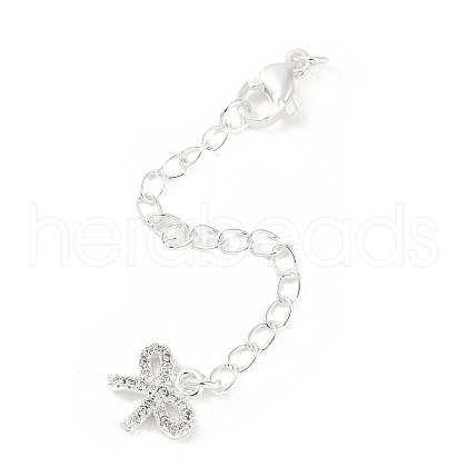 Brass Micro Pave Cubic Zirconia Ends with Chains KK-U043-06S-1