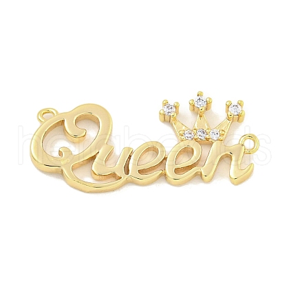 Brass Pave Clear Cubic Zirconia Connector Charms KK-S386-37G-1