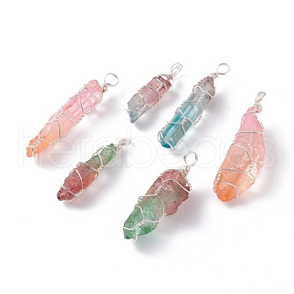 Natural Dyed Quartz Bead Pendants PALLOY-JF00921-S-1